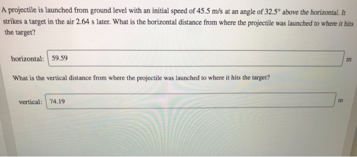Solved A projectile is launched from ground level with an | Chegg.com