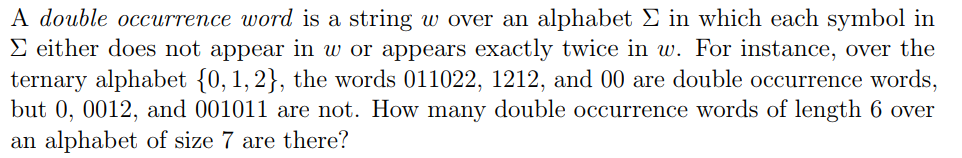 Solved A double occurrence word is a string w over an | Chegg.com