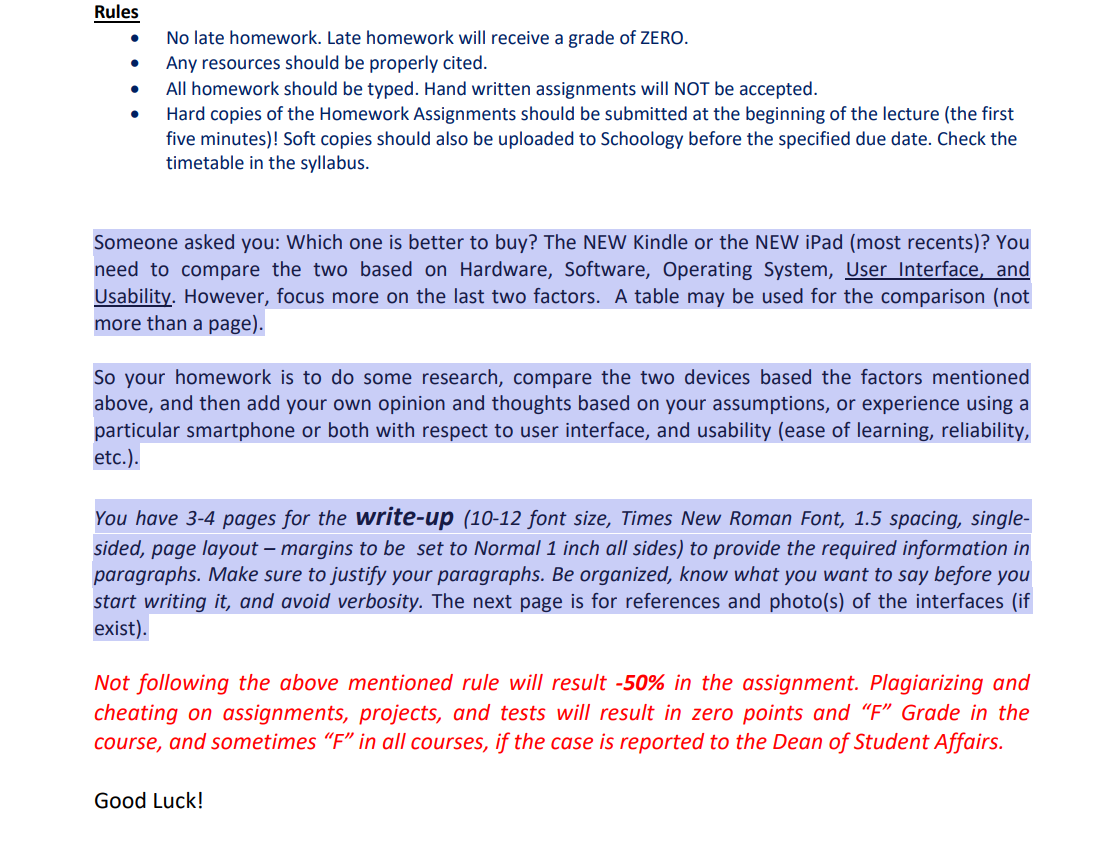 Solved Rules No late homework. Late homework will receive a | Chegg.com