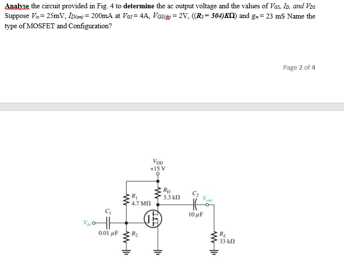 Solved Analyse the circuit provided in Fig. 4 to determine | Chegg.com