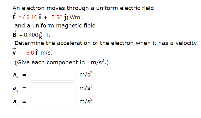 Solved An Electron Moves Through A Uniform Electric Field Chegg Com