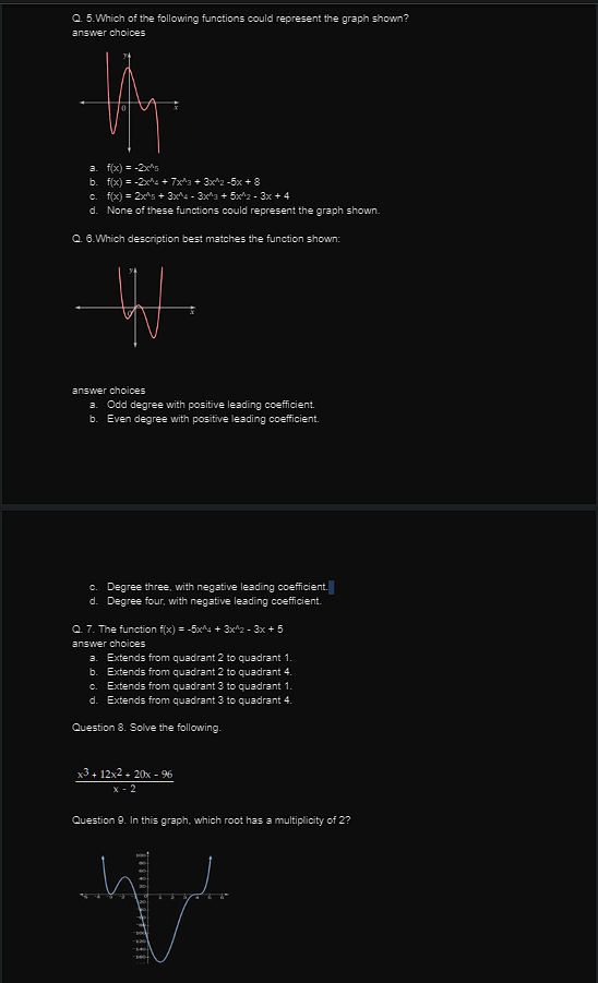 Solved Q. 5. Which of the following functions could | Chegg.com