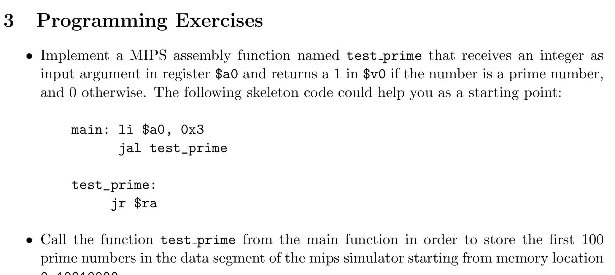 Solved 3 Programming Exercises • Implement a MIPS assembly | Chegg.com