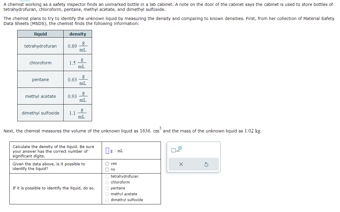 Solved A chemist working as a safety inspector finds an
