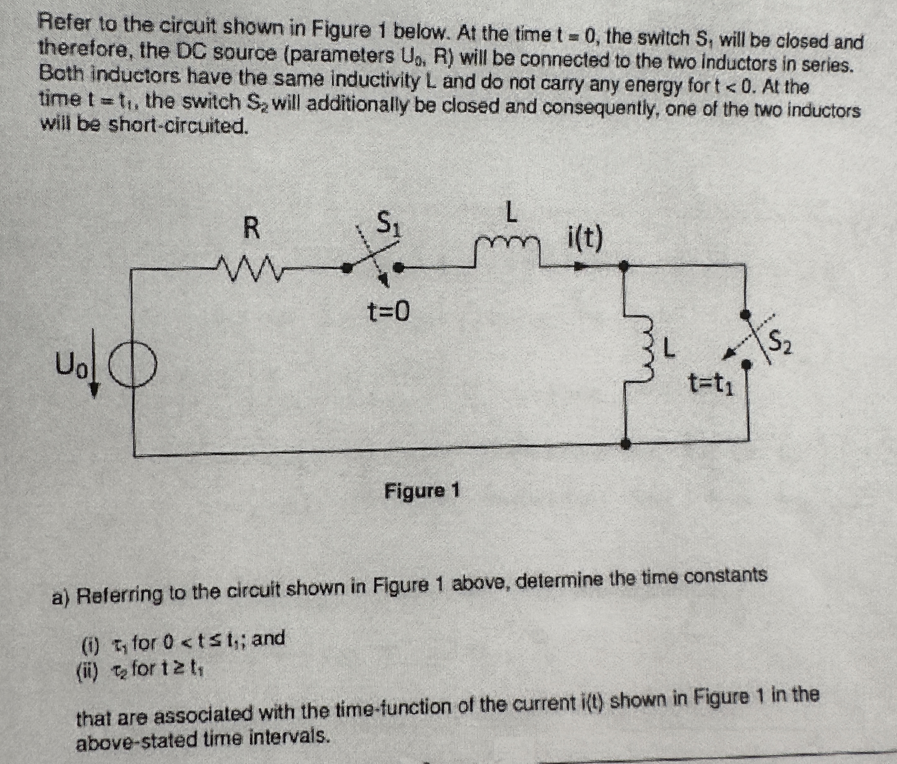 Solved b) Referring to the circuit shown, determine the time | Chegg.com