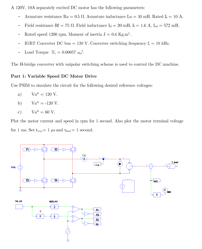 A 1v 10a Separately Excited Dc Motor Has The Fo Chegg Com