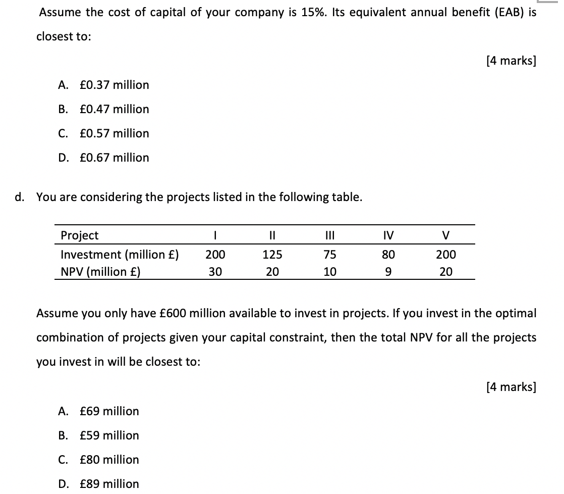 Solved a. As the CFO of your company, you are considering a | Chegg.com