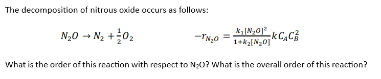 Solved The decomposition of nitrous oxide occurs as follows: | Chegg.com