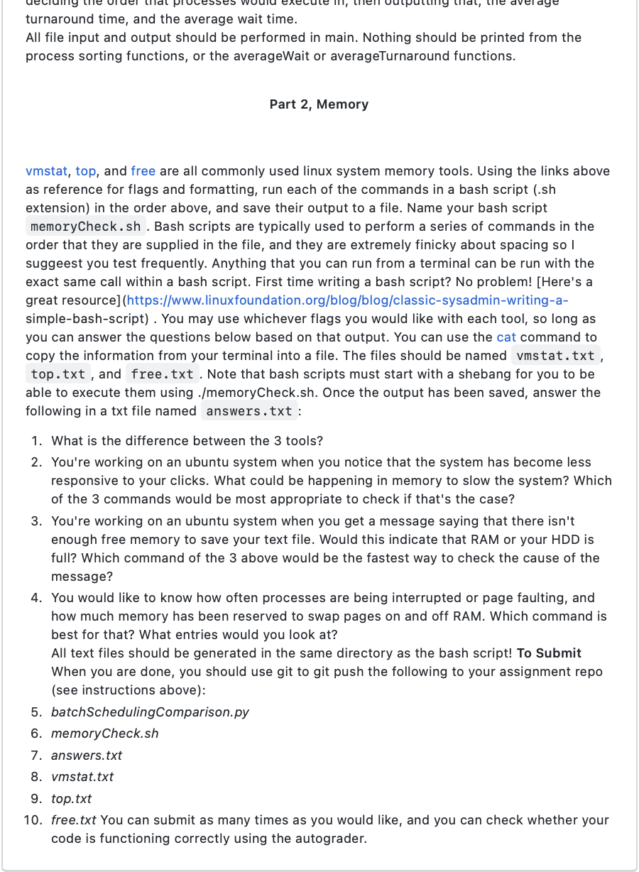 Solved 1. You will simulate round robin sort and shortest | Chegg.com