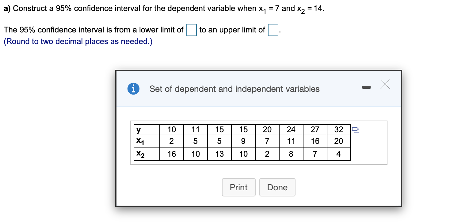 Solved a) Construct a 95% confidence interval for the | Chegg.com