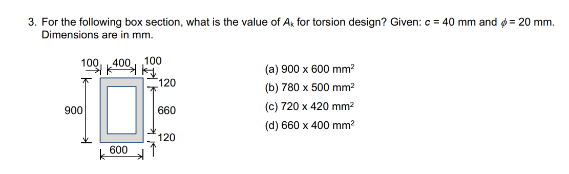 Solved 3. For the following box section, what is the value | Chegg.com