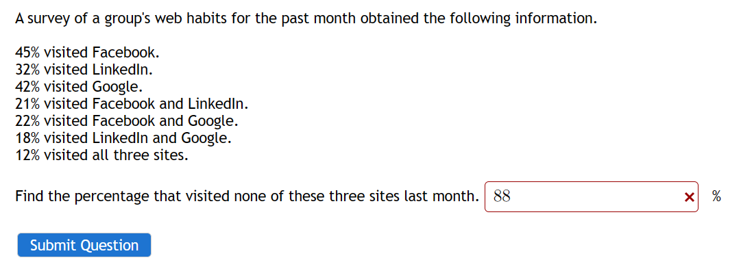 Solved A survey of a group s web habits for the past month Chegg