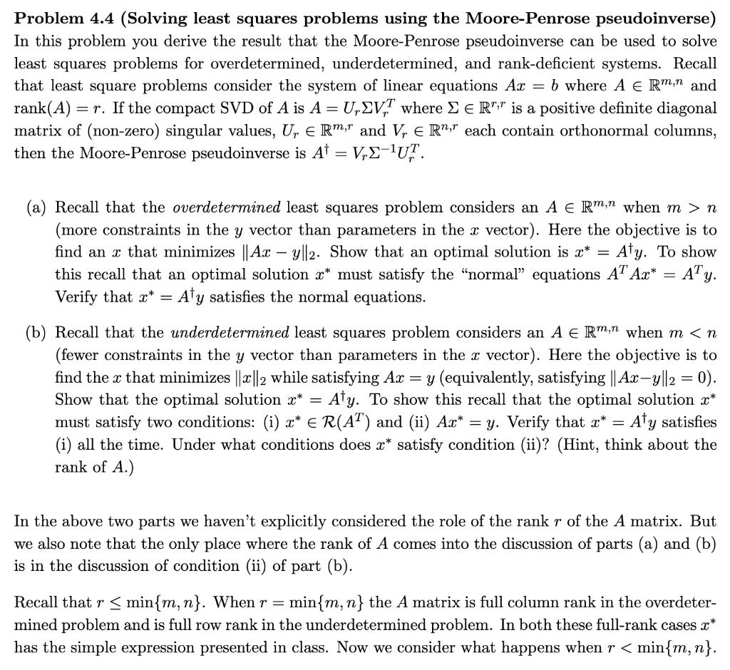 Problem 4 4 solving least squares problems using the chegg
