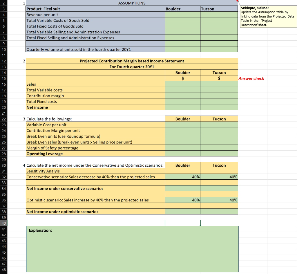 Siddique, Salina: Update the Assumption table by | Chegg.com