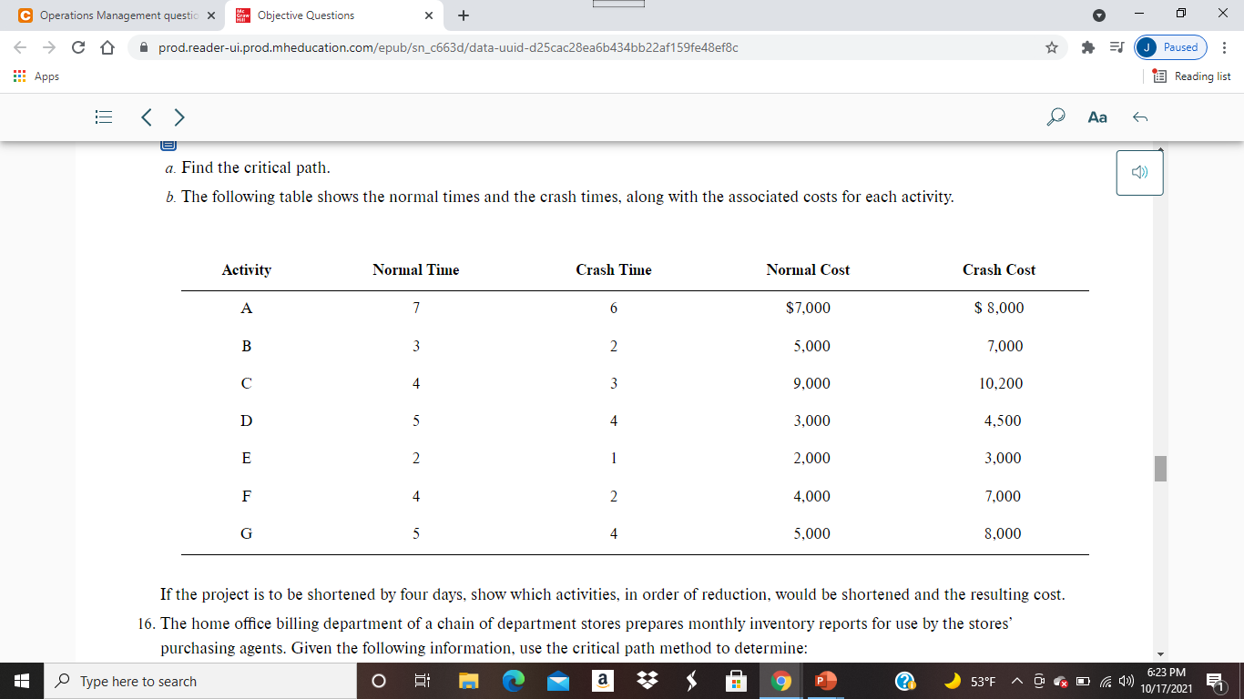 Solved C Operations Management Questio X Objective Questions | Chegg.com