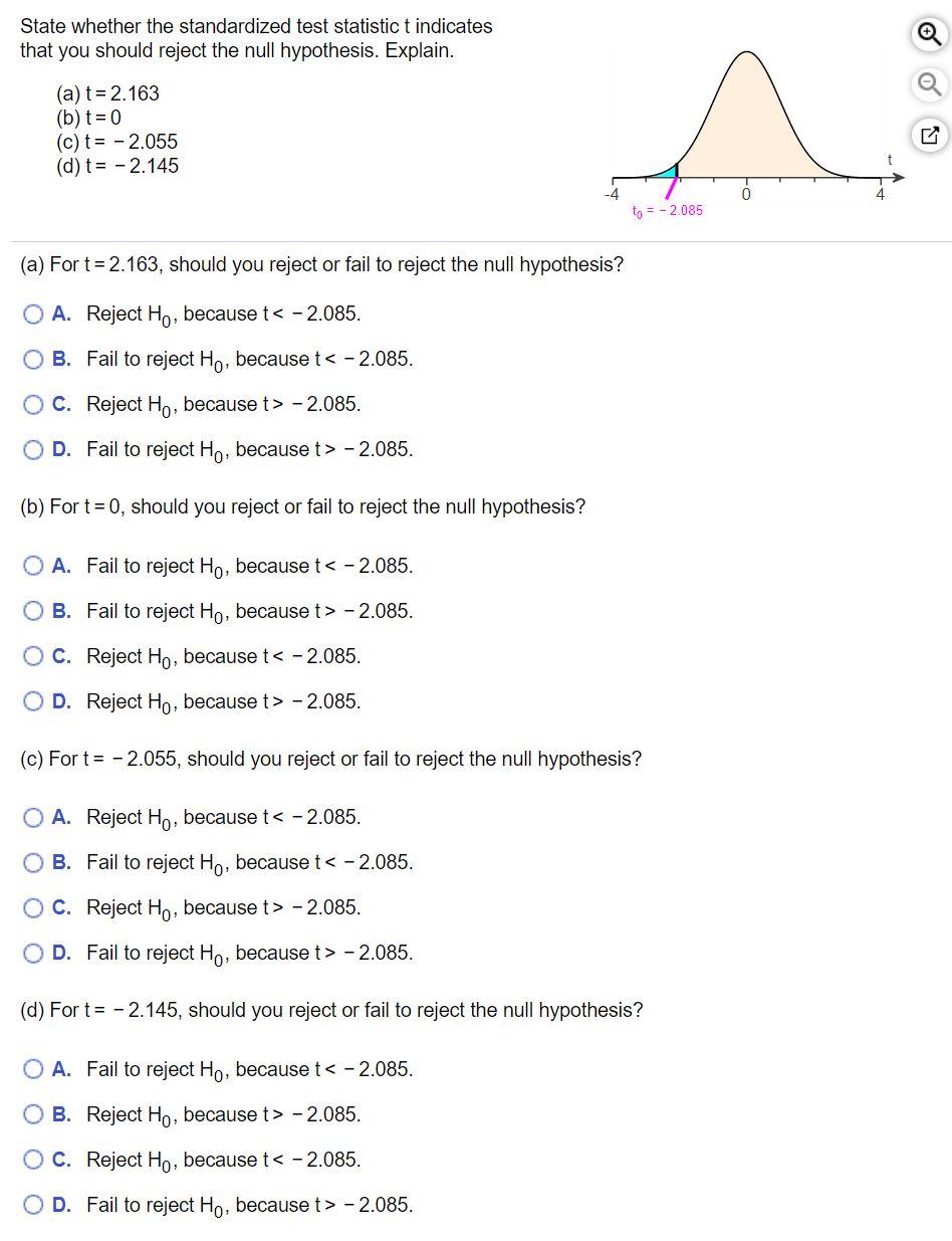 Solved State whether the standardized test statistic t | Chegg.com
