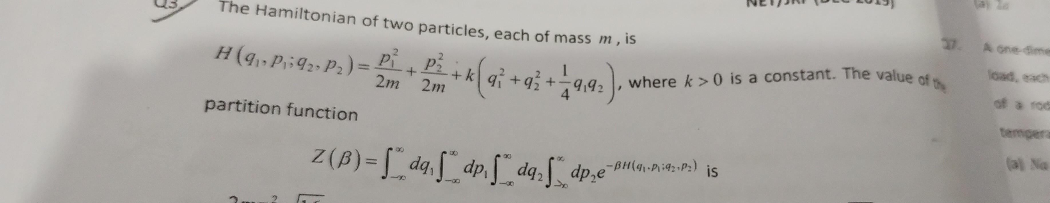 Solved The Hamiltonian Of Two Particles Each Of Mass M Is