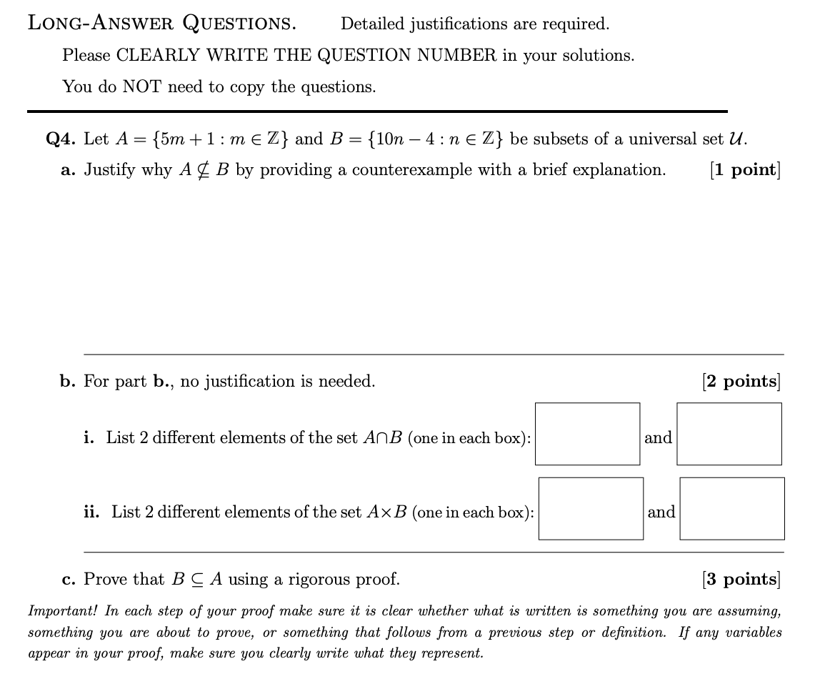 Solved Long Answer Questions Detailed Justifications Are Chegg Com