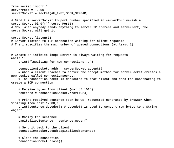 from socket import * # The socket module forms the | Chegg.com