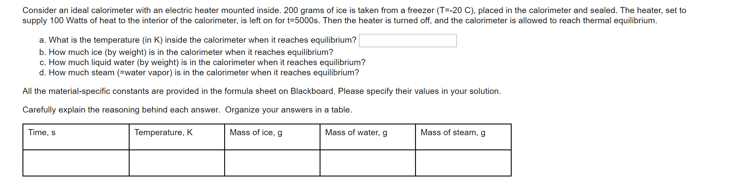 Solved Consider an ideal calorimeter with an electric heater