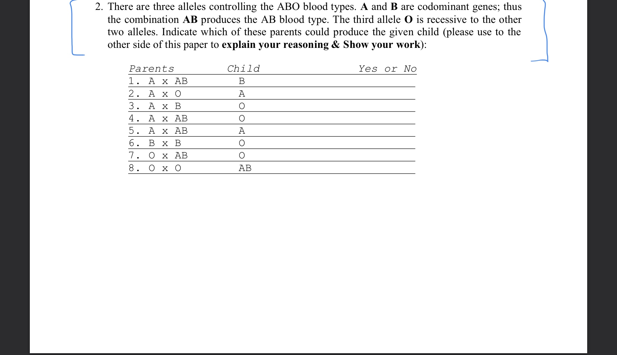 Solved 2. There Are Three Alleles Controlling The ABO Blood | Chegg.com