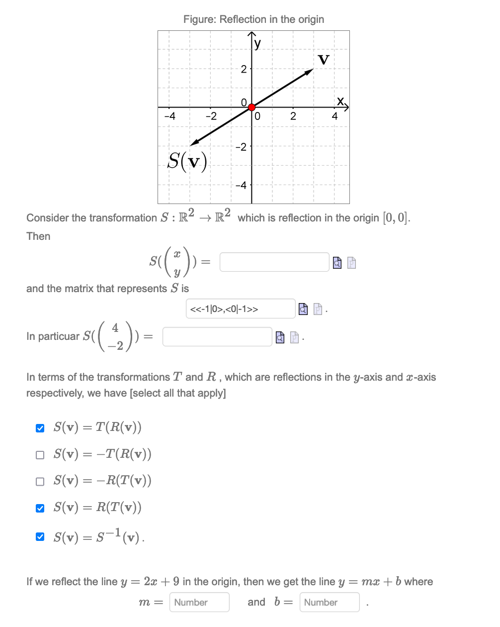 Solved Figure: Reflection in the origin V 2 o X 4 -2 o 2 -2 | Chegg.com