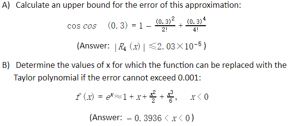Solved A) Calculate an upper bound for the error of this | Chegg.com