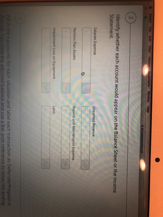 Solved 2 Identify whether each account would appear on the | Chegg.com