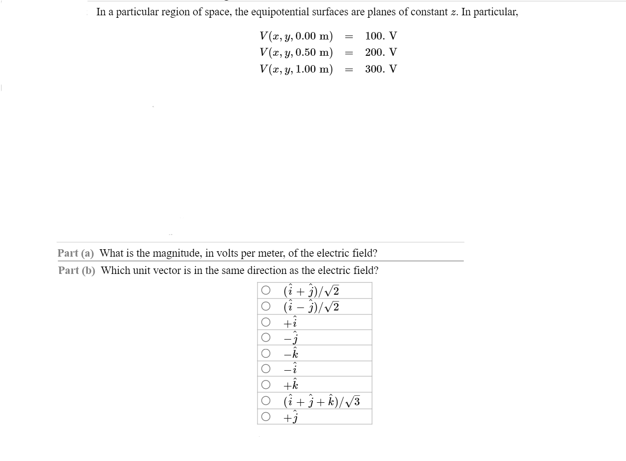 Solved In A Particular Region Of Space The Equipotential Chegg Com