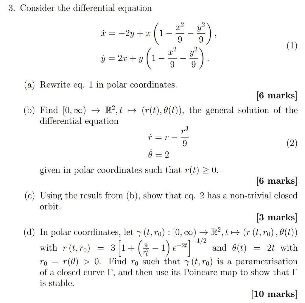 Solved 3. Consider the differential equation - x * = | Chegg.com