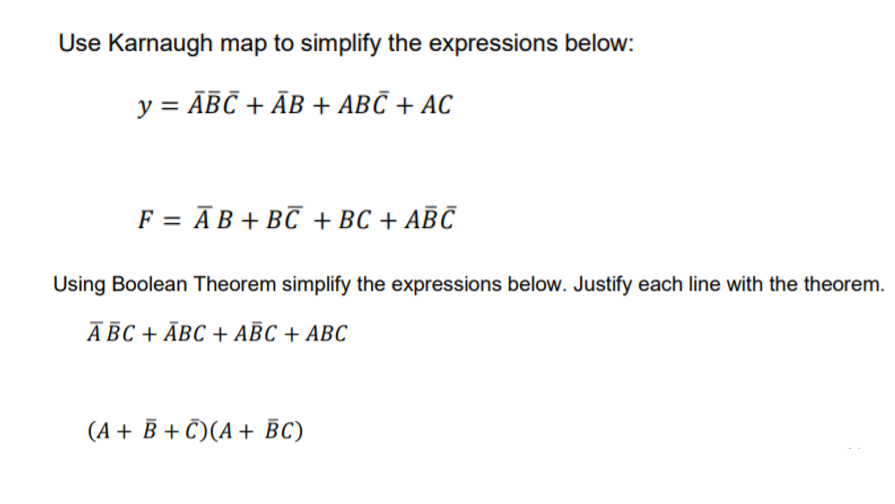 Solved Use Karnaugh map to simplify the expressions below: y | Chegg.com