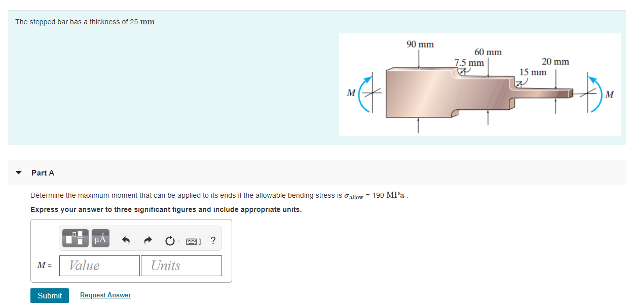 Solved The Stepped Bar Has A Thickness Of 25 Mm. 90 Mm 60 Mm | Chegg.com
