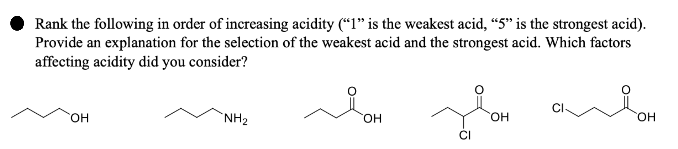Solved Rank the following in order of increasing acidity | Chegg.com