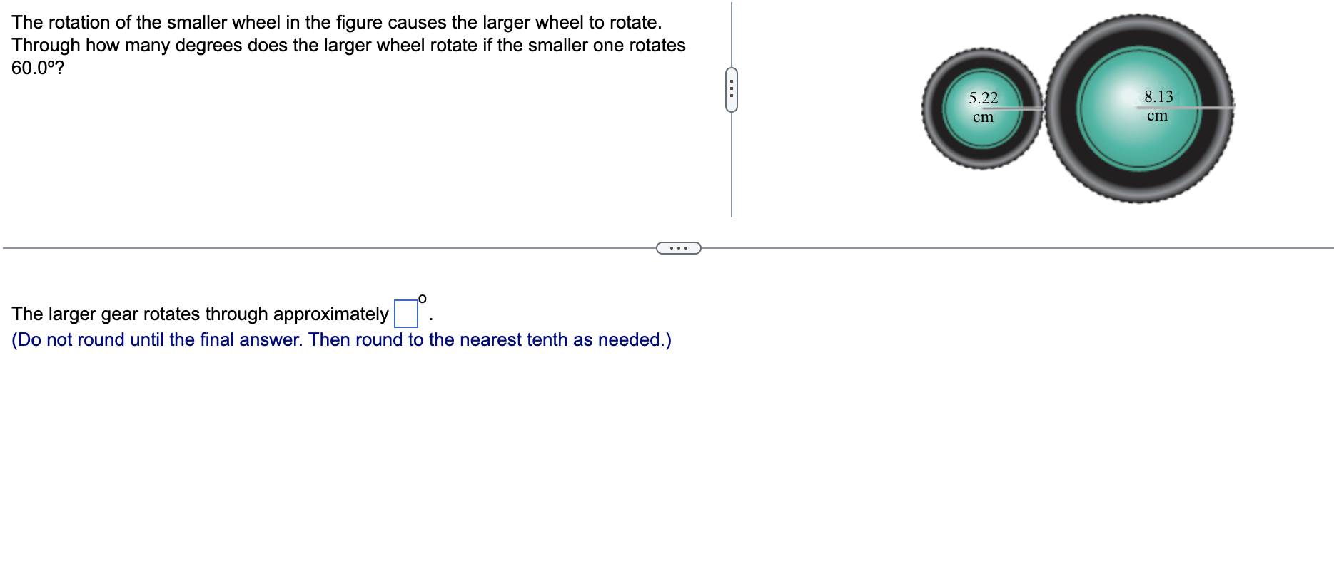 Solved The rotation of the smaller wheel in the figure | Chegg.com