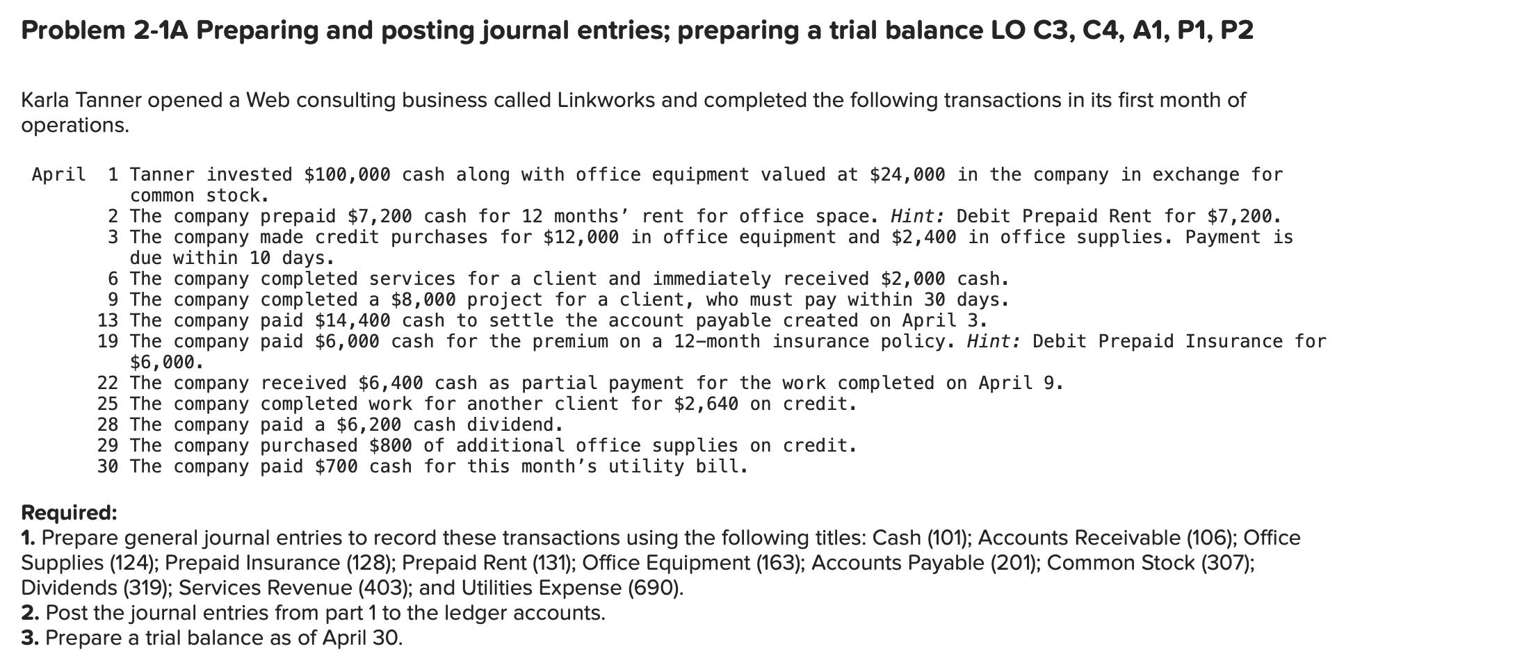 Solved Problem 21A Preparing and posting journal entries;