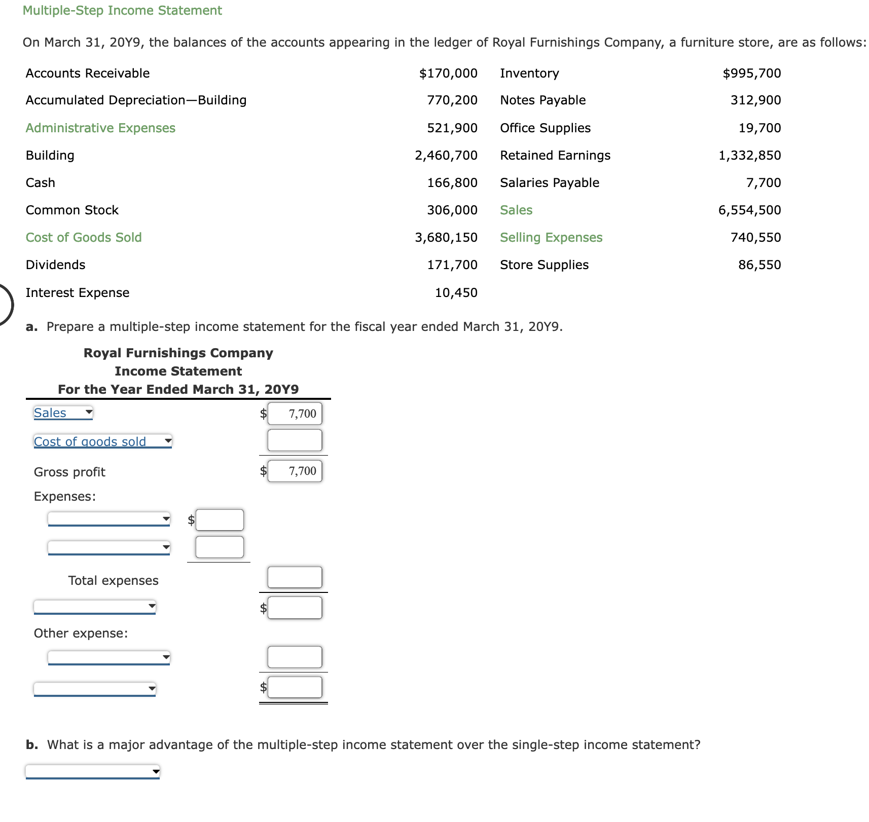 solved-multiple-step-income-statement-on-march-31-20y9-the-chegg