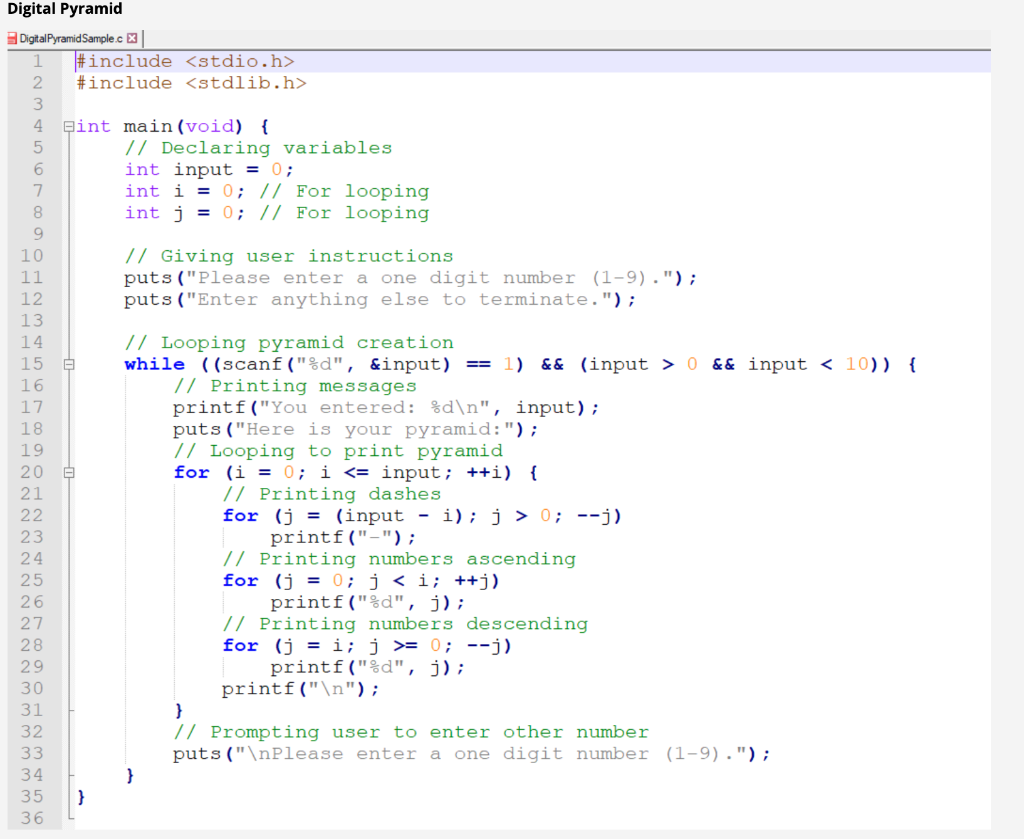 Solved Part 2: DigitPyramid.c: Have a program request the | Chegg.com