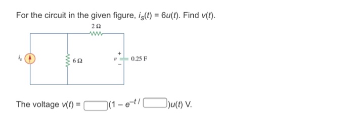 Solved For the circuit in the given figure, is() 6u(). Find | Chegg.com