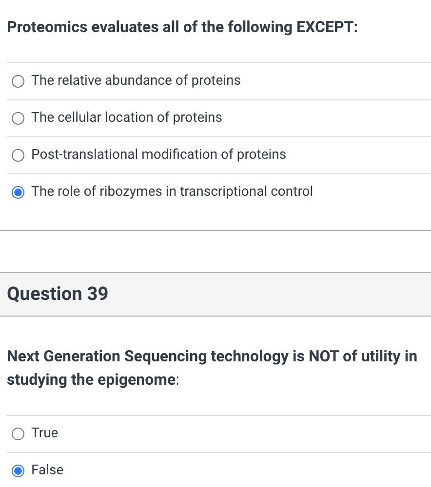 Solved Proteomics Evaluates All Of The Following EXCEPT: O | Chegg.com