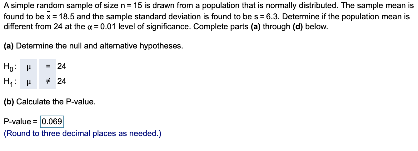 Solved A simple random sample of size n= 15 is drawn from a | Chegg.com