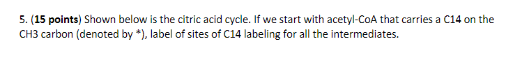 Solved 5. (15 Points) Shown Below Is The Citric Acid Cycle. 