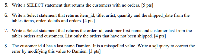 Solved 5. Write a SELECT statement that returns the | Chegg.com