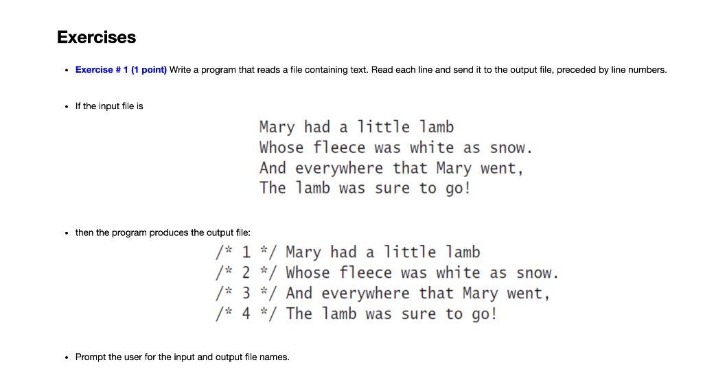 Solved Exercises • Exercise # 1 (1 point) Write a program | Chegg.com