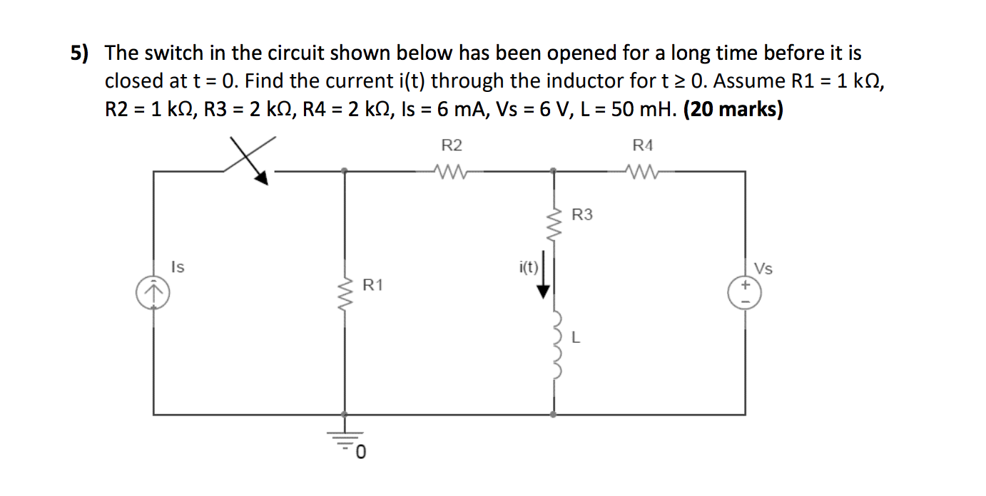 Solved The switch in the circuit shown below has been opened | Chegg.com