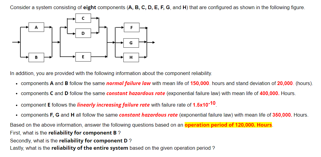 Consider a system consisting of eight components (A, | Chegg.com