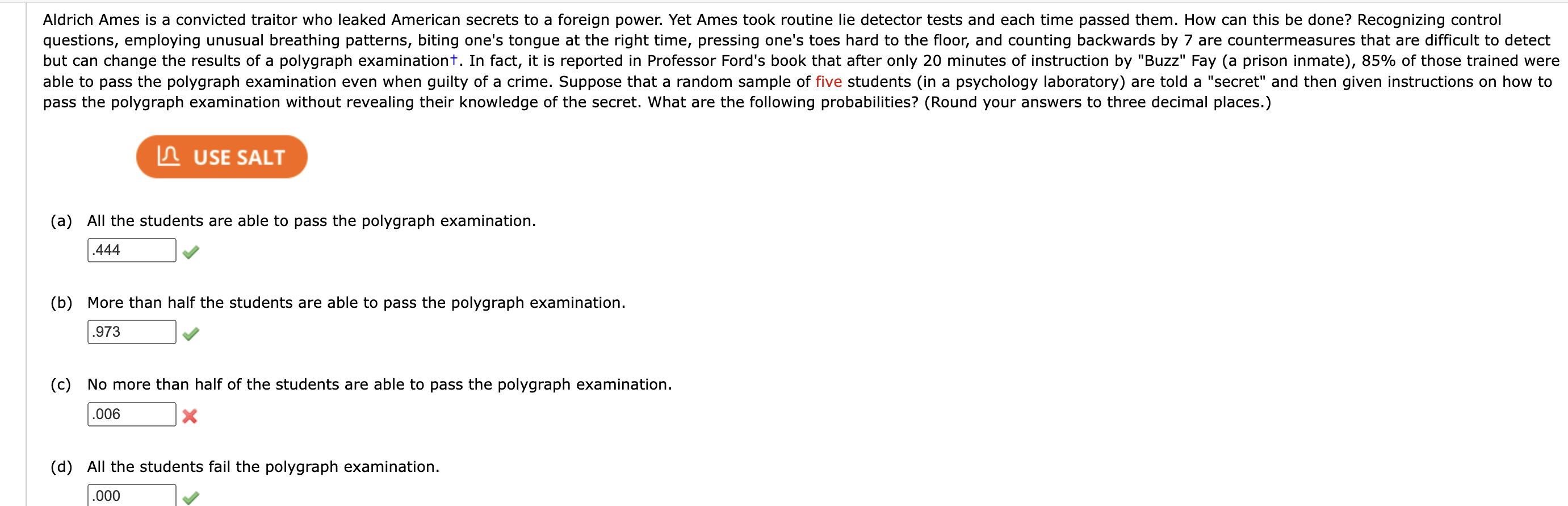 Solved pass the polygraph examination without revealing | Chegg.com