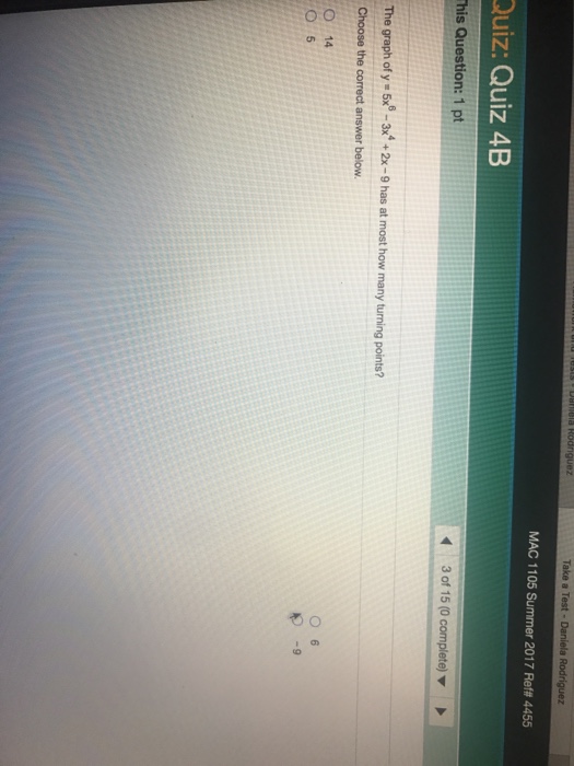 Solved The Graph Of Y 5x 6 3x 4 2x 9 Has At Most How Chegg