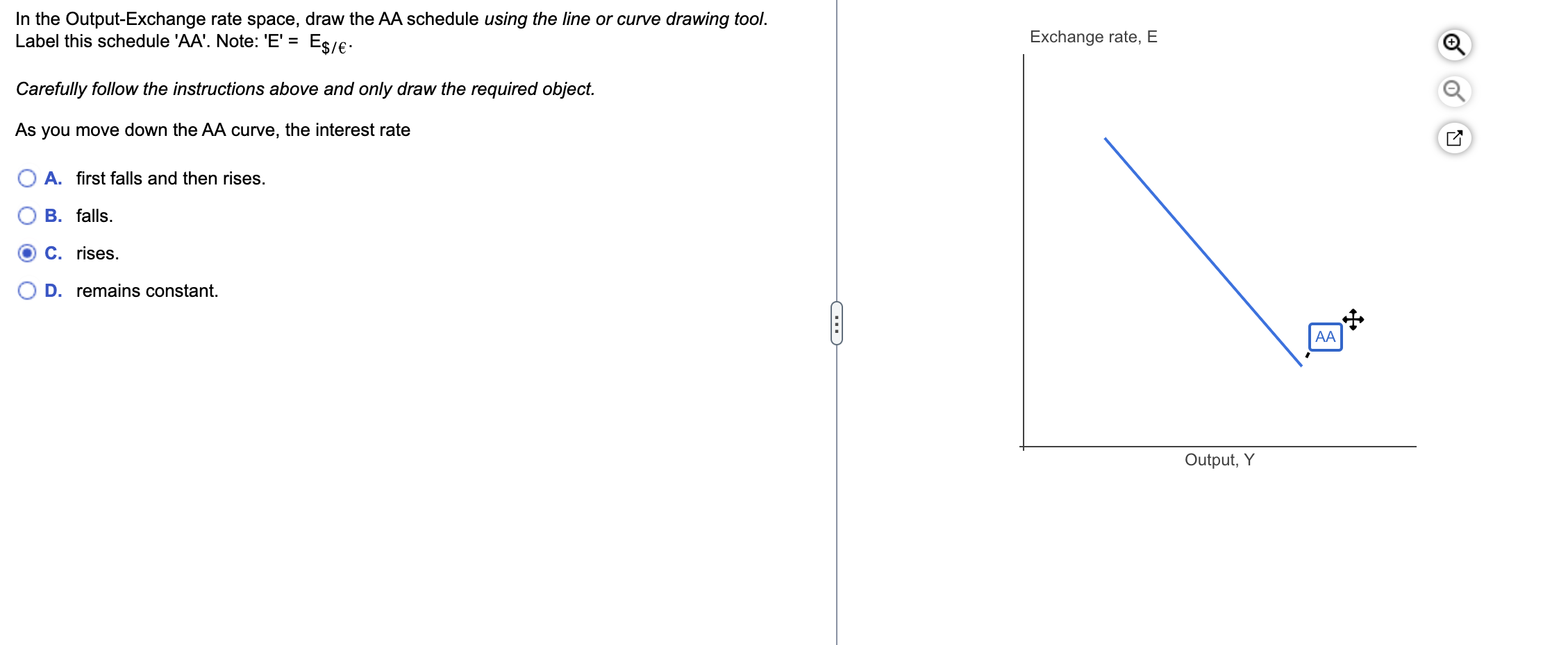 solved-in-the-output-exchange-rate-space-draw-the-aa-chegg