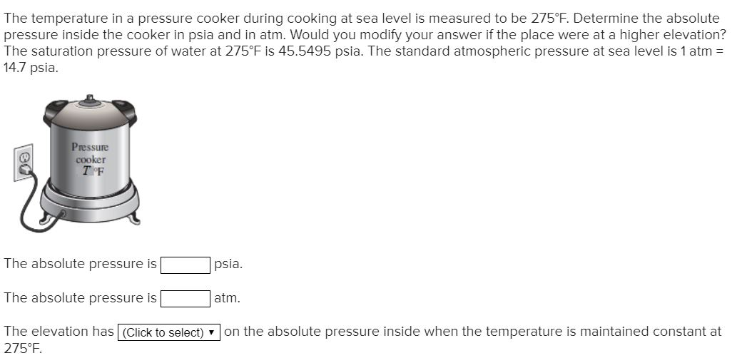 Solved The temperature in a pressure cooker during cooking