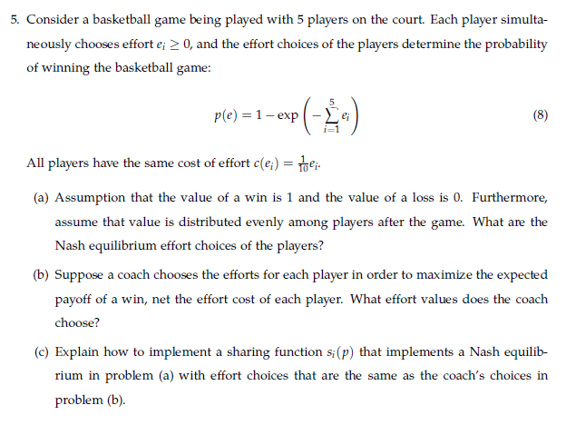 Solved 5. Consider A Basketball Game Being Played With 5 | Chegg.com